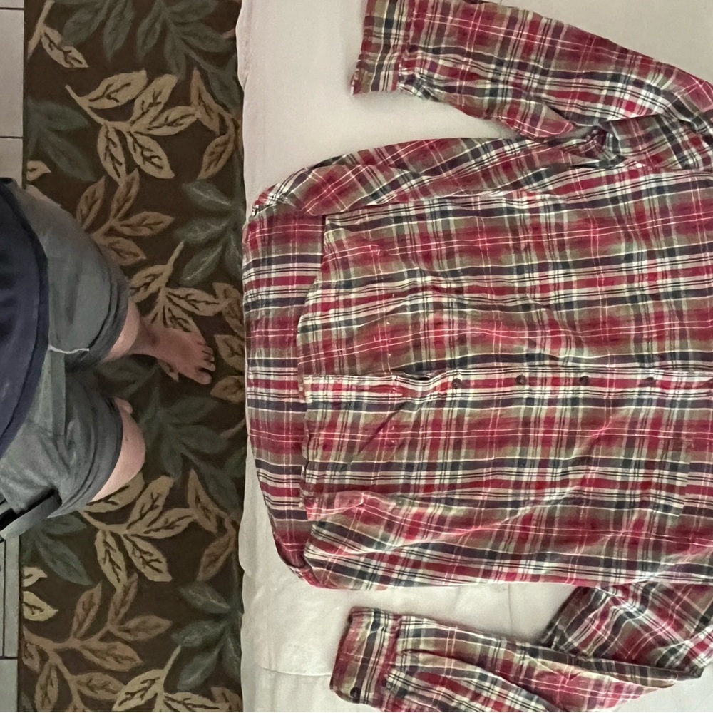 Red Plaid Button-Up Shirt